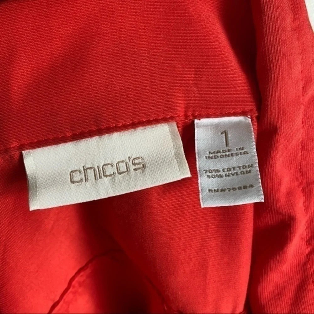 Chico’s Red Button Up Collared Lightweight Jacket - image 3